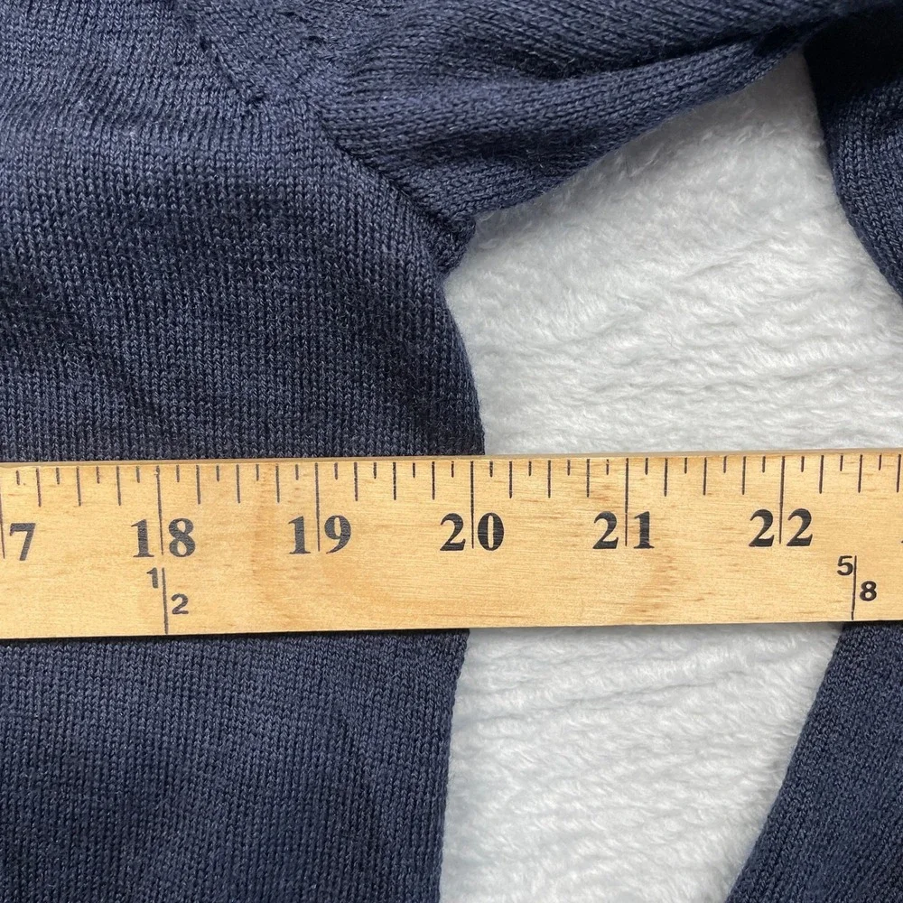 Banana Republic V-Neck Sweater Mens Large Navy Blue 100% Merino Wool Knit